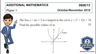 Quadratics: Intersection of a Line and a Curve (0606/13/O/N/10) Q3  #IGCSEAdditionalMathematics