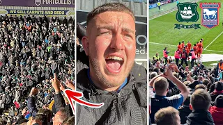 INCREDIBLE LIMBS & FANS SING  "2-0 TO THE RUNNERS UP" at PLYMOUTH ARGYLE vs IPSWICH TOWN