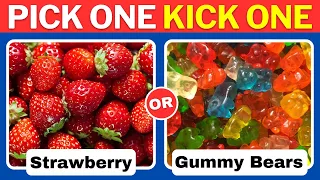 Pick One Kick One - Junk Food vs Healthy Food Challenge! #challenge #game #quiz #choices #quizgames