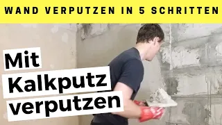 Wand verputzen mit Kalkputz - in 5 einfachen Schritten » Kalkputz auftragen » in der Altbausanierung