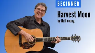 Learn to play Harvest Moon by Neil Young | Drop D tuning | Beginner guitar lesson