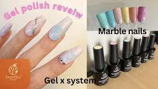 TRYING BEETLES GEL POLISH FROM AMAZON // GEL X PASTEL MARBLE NAILS