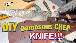 DIY CUSTOM CHEF KNIFE !!! TWISTED DAMASCUS