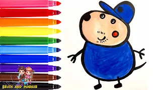 How to draw police from peppa pig || Easy drawing tutorial for kids
