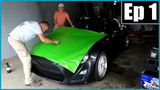 Learning How To Vinyl Wrap - (Ep 1 The Hood) - FRS BRZ GT86