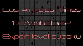 Sudoku solution – Los Angeles Times sudoku 17 April 2022 Expert level