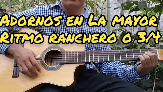 Varios adornos para rancheras en La mayor explicados con tabs - Ritmo ranchero o 3/4