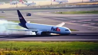 Boeing cargo plane lands on its nose after front landing gear fails