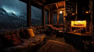 🌧️ Stormy Night - Fireplace Ambience 🔥 Rainstorms on windows for Sleep & Relaxation 💤