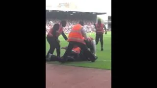 Fan takes the free kick at west ham v Tottenham 2014