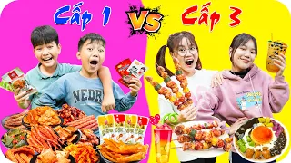 Đại Chiến Đồ Ăn Vặt Cổng Trường Cấp 1 Vs Cấp 3 ♥ Min Min TV Minh Khoa