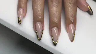 Long Almond Textured 3d Chrome Acrylic Nails