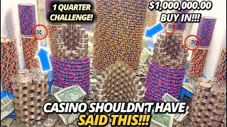 CASINO WASN’T EXPECTING THIS TO HAPPEN! 1 Quarter Challenge, HIGH RISK COIN PUSHER! (MEGA JACKPOT)