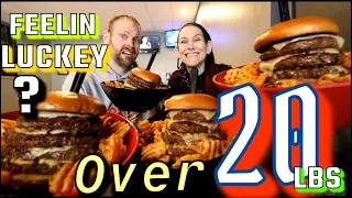 OVER 20 LBS OF BURGER 🍔 LUCKEY JUNCTION ~ 4 CHALLENGES ~ ARE YOU FEELING LUCKY??