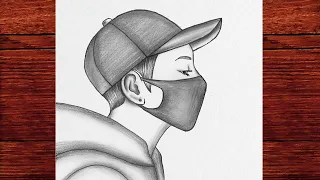 How to draw a boy with a mask, Step by step drawings for beginners, Easy pencil drawings