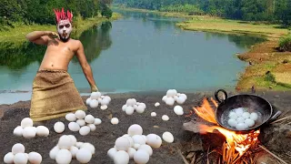 Primitive Technology - Yummy cooking baby egg ducks - eating delicious