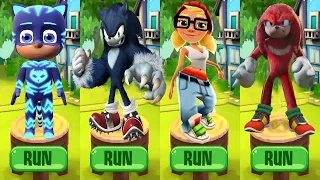 Tag with PJ Masks Catboy vs Werehog & Movie Knuckles Sonic Dash vs Subway Surfers Tricky - Gameplay