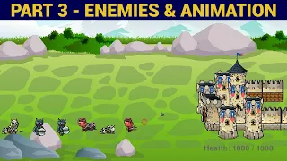 PyGame Castle Defender Game Beginner Tutorial in Python - PART 3 | Enemies and Sprite Animation
