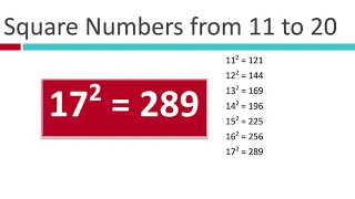 Square numbers from 11 to 20 | Learn memorize squares in fast and easy way