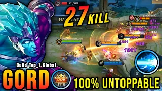 27 Kills No Death!! Unstoppable Gord Build!! - Build Top 1 Global Gord ~ MLBB