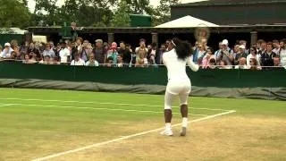 Serena Williams hits the practice court