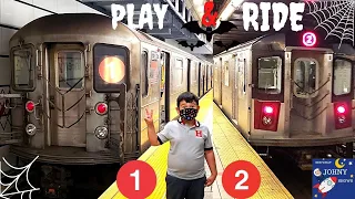Johny Unboxes MTA Munipal 1 & 2 Subway Train Toys And Rides on MTA NYC Subway Train