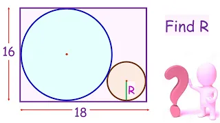 21) Two circles in a rectangle. Find the radius of smaller circle.