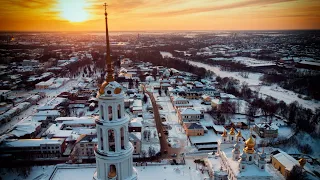 Город Шуя зимой с высоты. Ивановская область