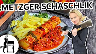 Buntes Metzger Schaschlik | Schaschlik-Spieße mit lecker Soße | Die Frau am Grill