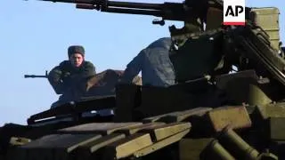 Pro-Russian rebels held military exercises in the eastern Ukrainian region of Luhansk on Wednesday.