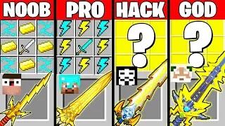 Minecraft Battle: MAGIC LIGHTNING SWORD CRAFTING CHALLENGE - NOOB vs PRO vs HACKER vs GOD Animation