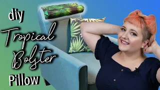 How To DIY Sewing Tropical Flower Print Fabric Bolster Pillow Build Using Dollar Tree Pool Noodle
