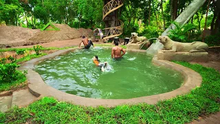 Incredible Camping And Skills Building Underground Swimming Pool, Bridge, Sitting Place, Water Slide