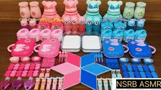 Nsrb asmr #21 |pink & blue makeup toys slimes mixing|glitter, sparkling stars clay mixing|satisfying