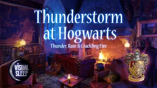 Thunderstorm at Hogwarts. Thunder, rain & Crackling fire Sounds for Sleeping, Relaxing, Studying