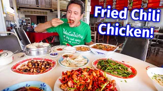 Street Food Tour - FRIED CHILI CHICKEN!! 🌶️  Giant Chinese Food at the GOLDEN TRIANGLE!