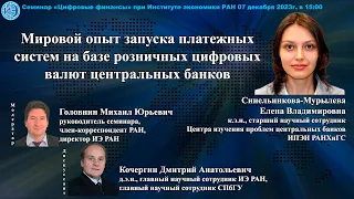 Семинар «Цифровые финансы» при ИЭ РАН (07.12.2023)—Доклад Е.В.Синельниковой-Мурылевой