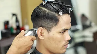 Basic Mens haircut || Step by Step Membuat Gradasi Untuk Pemula -Side Part Taper Haircut