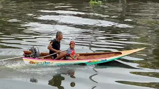 Grandpa and 5 Year Old on a Thai Longtail Hydroplane Racing Boat