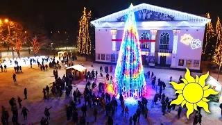 Новогодний Мариуполь 2019. Город с высоты. Драмтеатр. Театральная площадь. Аэросъёмка ☀SunVideo