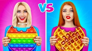 DESAFÍO DE CHOCOLATE: COMIDA REAL VS FALSA | Comida loca y hamburguesas de gomita por RATATA BOOM