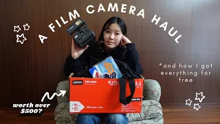 a film camera haul | unboxing, price reveal, and how i got everything for free