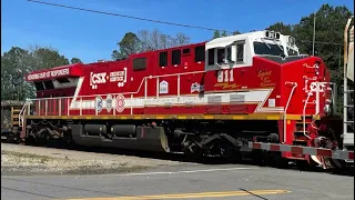 CSX Q492 at Yemassee SC 5/1/2021 with CSX 911 and Military vehicles