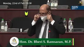 Budget 2021 debate presentation by PPP/C Member of Parliament, Dr Bheri Ramsarran Feb 22nd, 2021