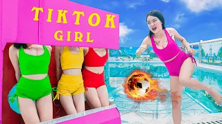 CRAZY ATM FOOTBALL PRANK BATTLE & Tiktok Girl Nerf Guns Funniest Snake Under The Pool PVQ Nerf War