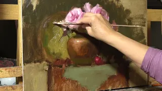 Time Lapse Painting Pink Roses in Copper with Elizabeth Robbins