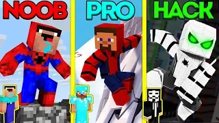 Minecraft Battle: NOOB vs PRO vs HACKER: SPIDERMAN TURNING CHALLENGE / Animation