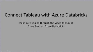 Azure Databricks | Connect Tableau with Azure Databricks