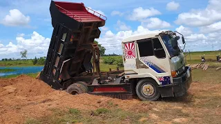 WOW Amazing!! Hyundai Dump Truck Stuck In Deep Mud & Recovery By Bulldozer Komatsu #Ep2252