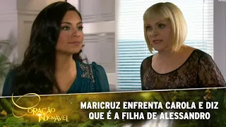 Coração Indomável - Maricruz enfrenta Carola e diz que é filha de Alessandro; Karim é rejeitado